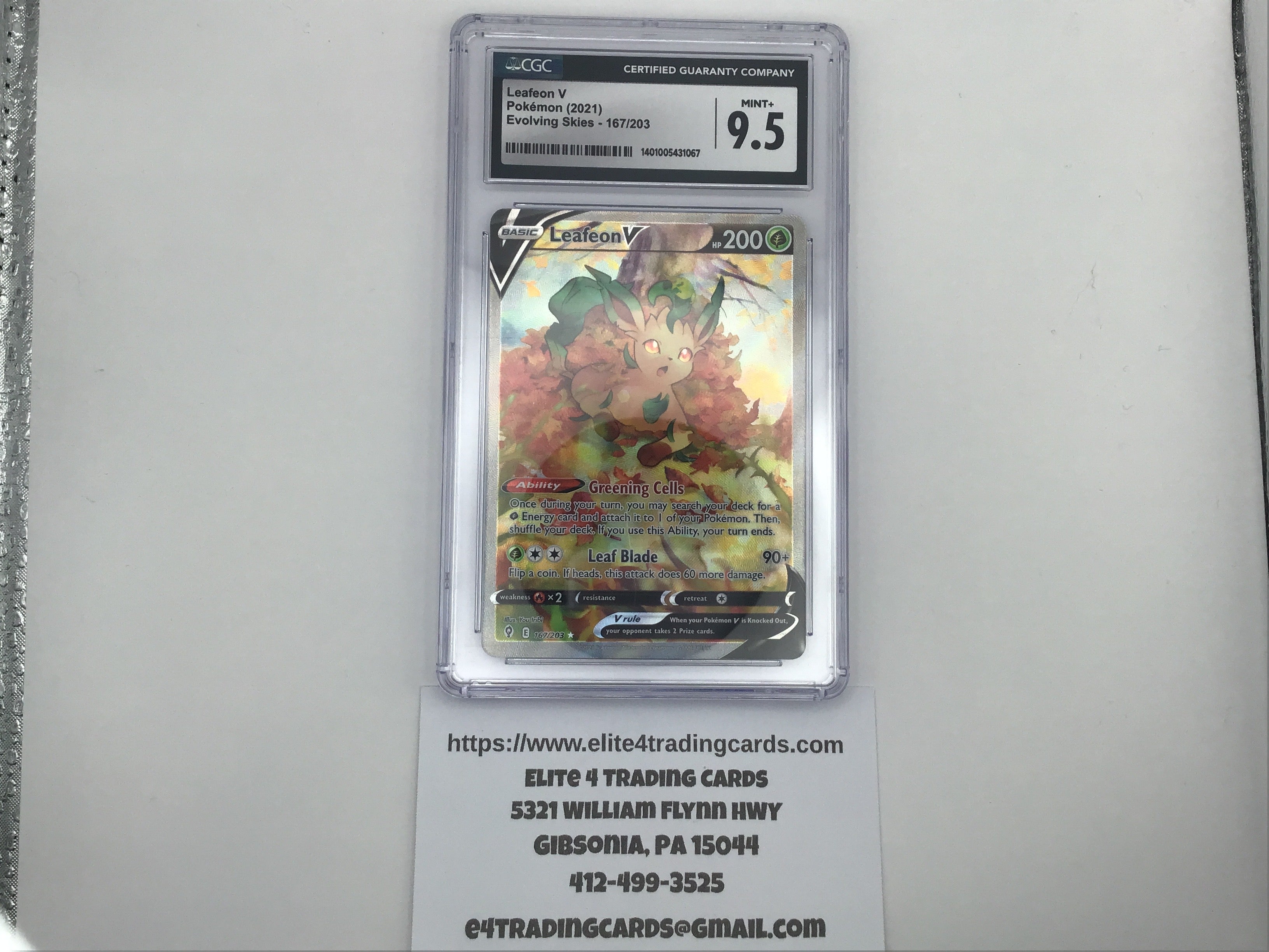 Leafeon V #167 Pokemon Evolving Skies (CGC 9.5)