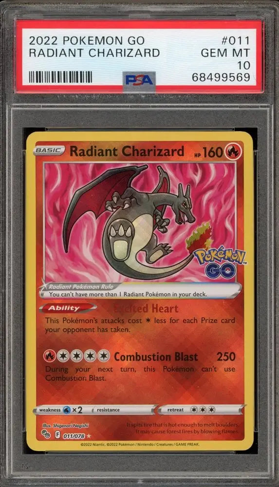 PSA 10 - 2022 POKEMON GO #011 RADIANT CHARIZARD
