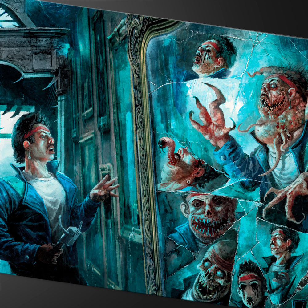 Duskmourn MirrorMirror Room / Fractured Realm 6ft Table Playmat for Magic: The Gathering