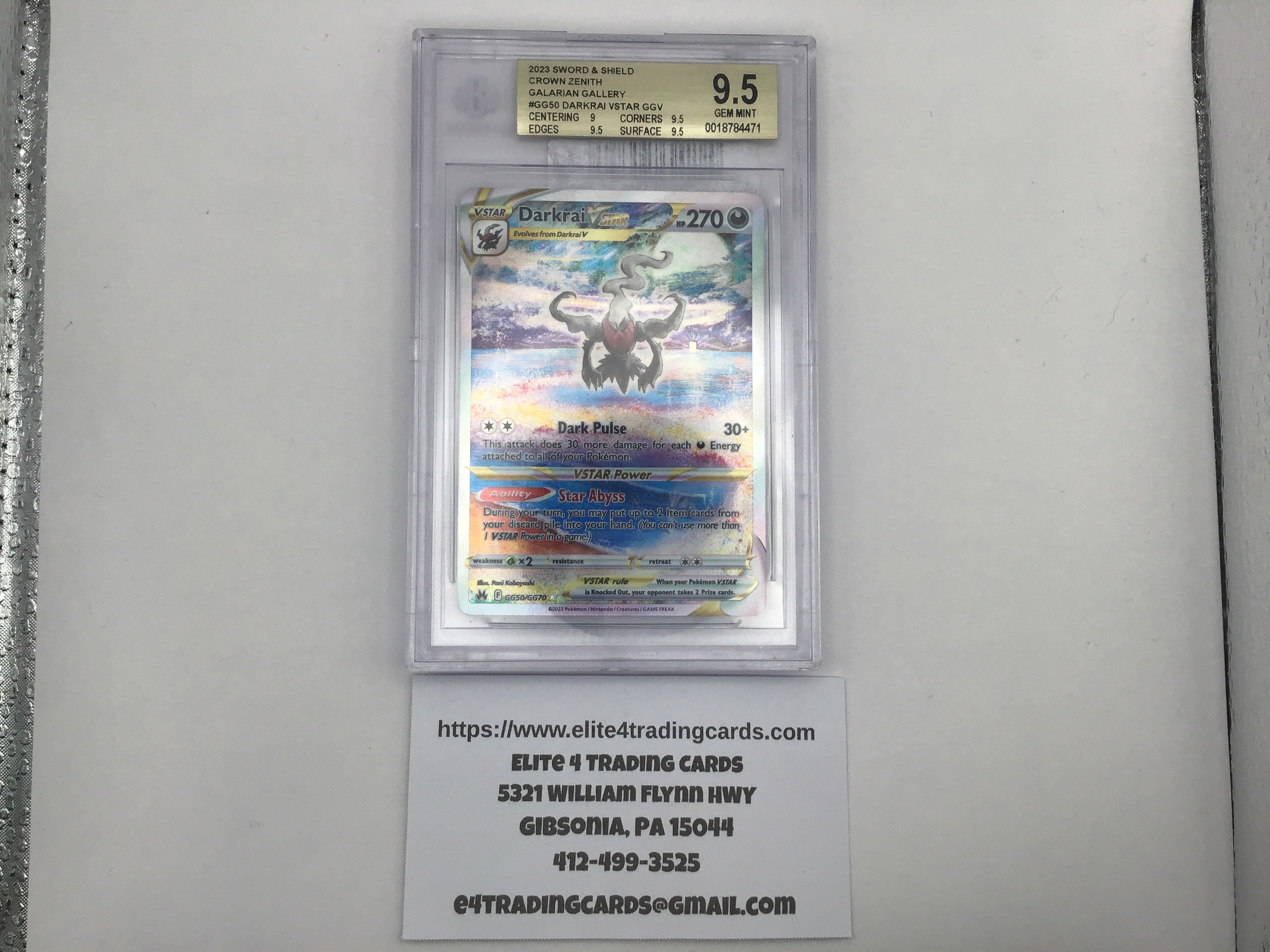 Darkrai VStar #GG50 Pokemon Crown Zenith (BECKETT 9.5)