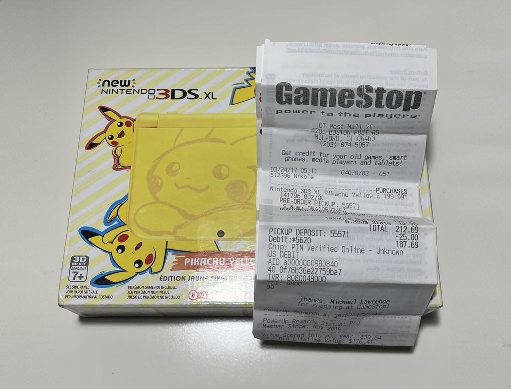 Nintendo 3DS XL - Pikachu Yellow Edition [2016] (NEW IN BOX w/ RECEIPT)