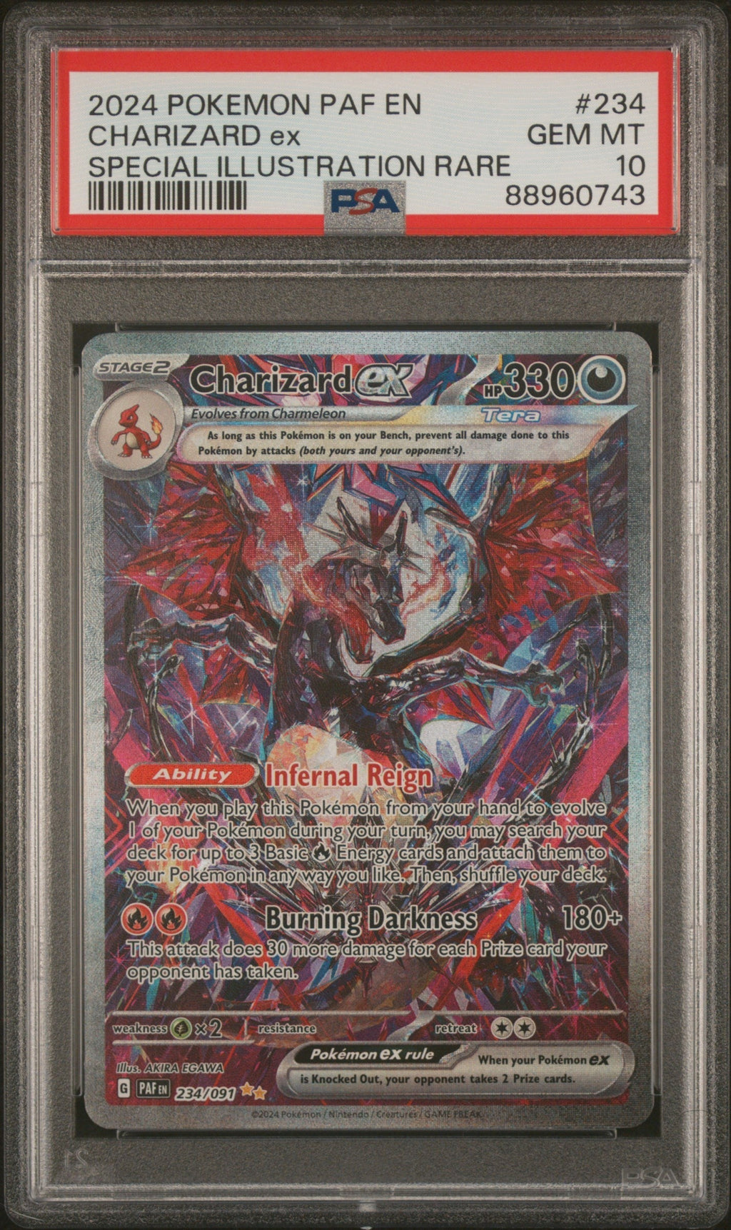 CHARIZARD ex SPECIAL ILLUSTRATION RARE 2024 POKEMON PAF EN-PALDEAN FATES PSA GEM MT 10