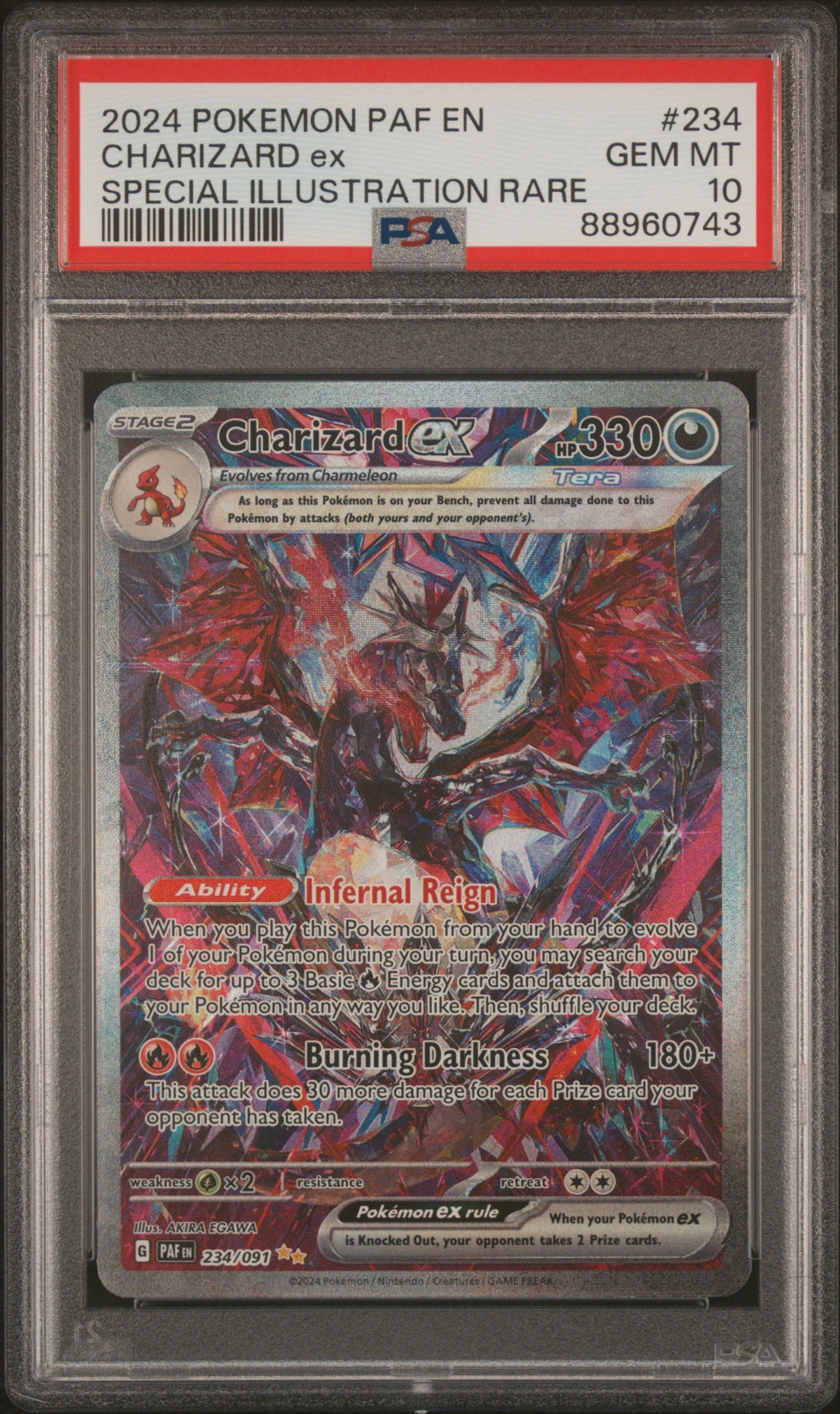 GLURAK ex SPEZIAL-ILLUSTRATION SELTEN 2024 POKEMON PAF EN-PALDEAN FATES PSA GEM MT 10
