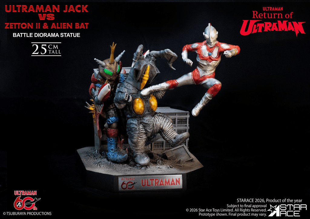 ULTRAMAN 60TH ANNIVERSARY Ultraman Jack vs Zetton II &amp; Alien Bat Battle scene diorama resin statue