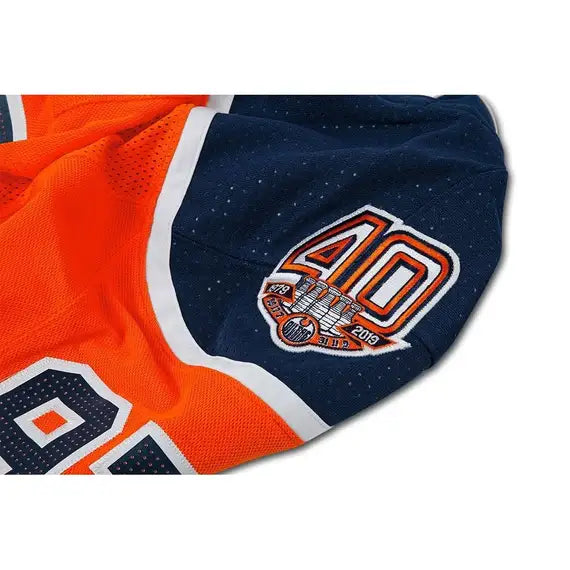 Upper Deck Authenticated - Connor McDavid Autographed & Inscribed Edmonton Oilers Authentic Orange Jersey with 40th Anniversary Shoulder Patch