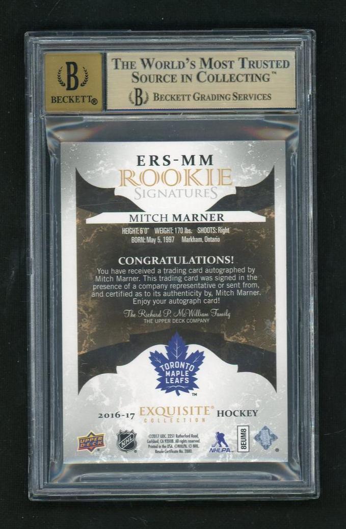 2016 Exquisite Collection Rookie Signature Mitch Marner #ERSMM /49 BGS 9.5