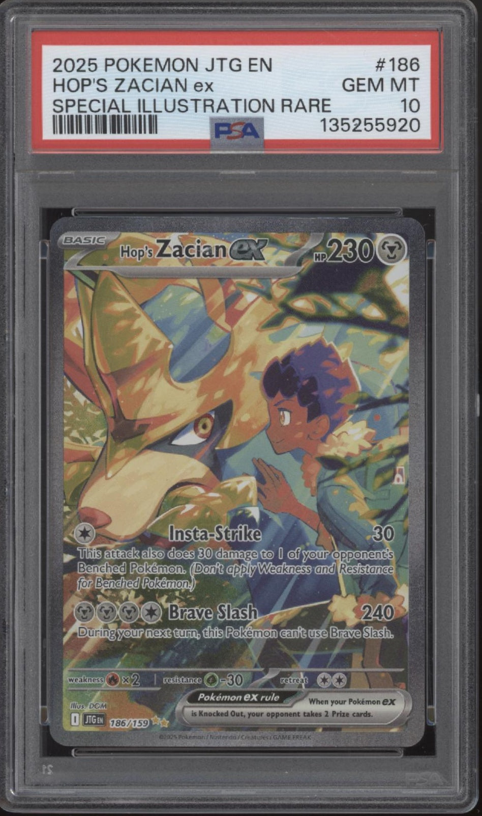 Hops Zacian ex Pokémon-Reise zusammen Seltene Sonderillustration #186 PSA 10
