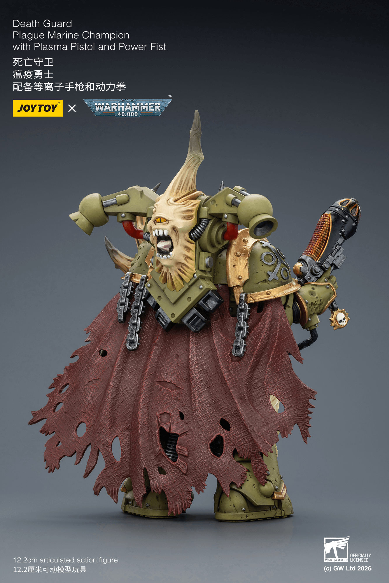 Death Guard Plague Marine Champion with Plasma Pistol and Power Fist