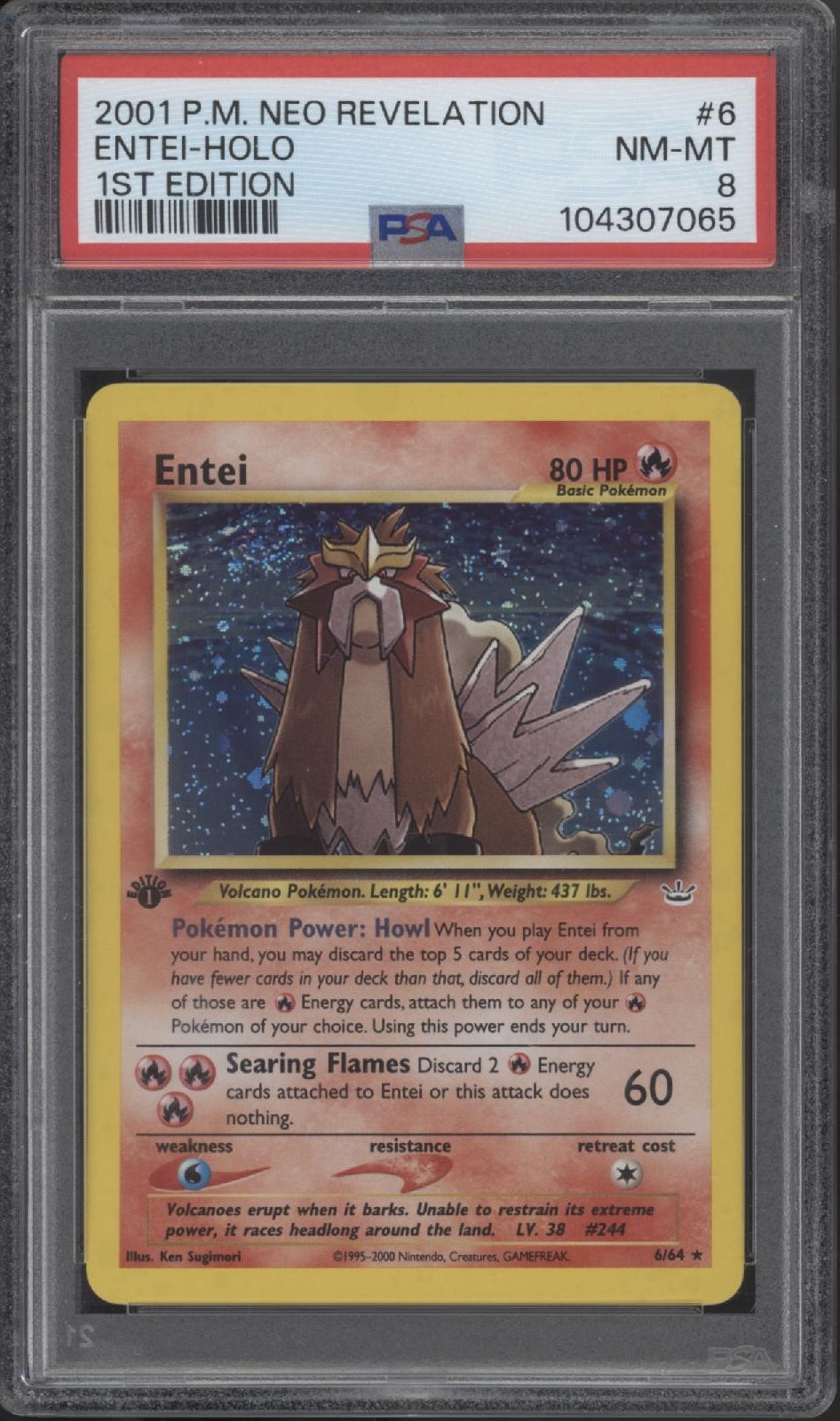Entei Pokémon Neo Revelation Holo 1st Edition #6 PSA 8
