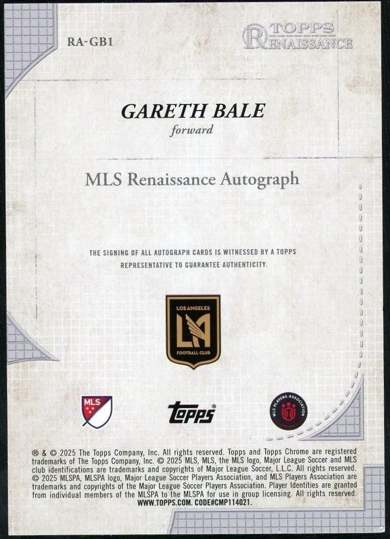 2025 Topps Chrome MLS Renaissance Autographs Gareth Bale Gold /10