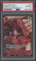 Monkey D. Ruffy One Piece Card Game Erwachen einer neuen Ära 1. Jubiläum PSA 10