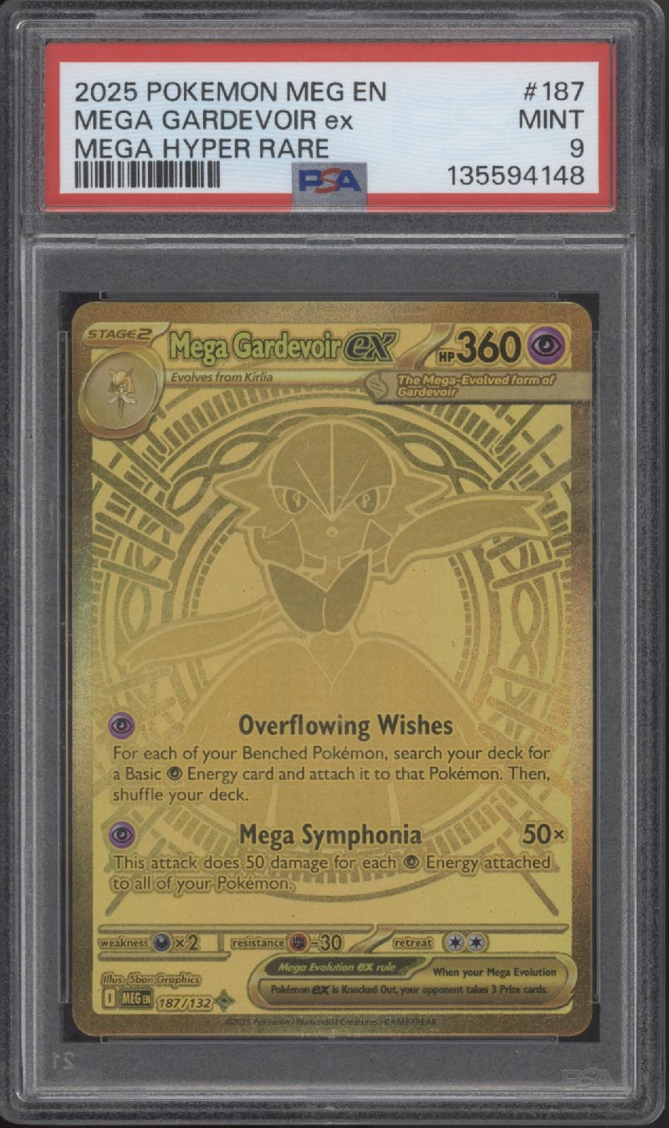 Mega Gardevoir ex Pokémon Mega-Entwicklung Mega Hyper Rare #187 PSA 9