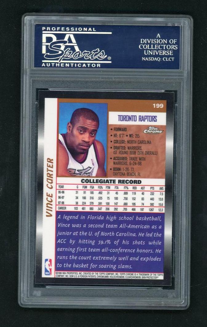1998 Topps Chrome Vince Carter #199 PSA 10