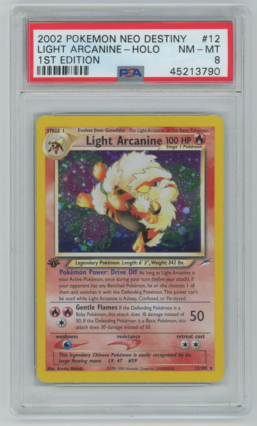 PSA (NM-MT 8) Light Arcanine-holo #12 - Pokemon Neo Destiny (#45213790)