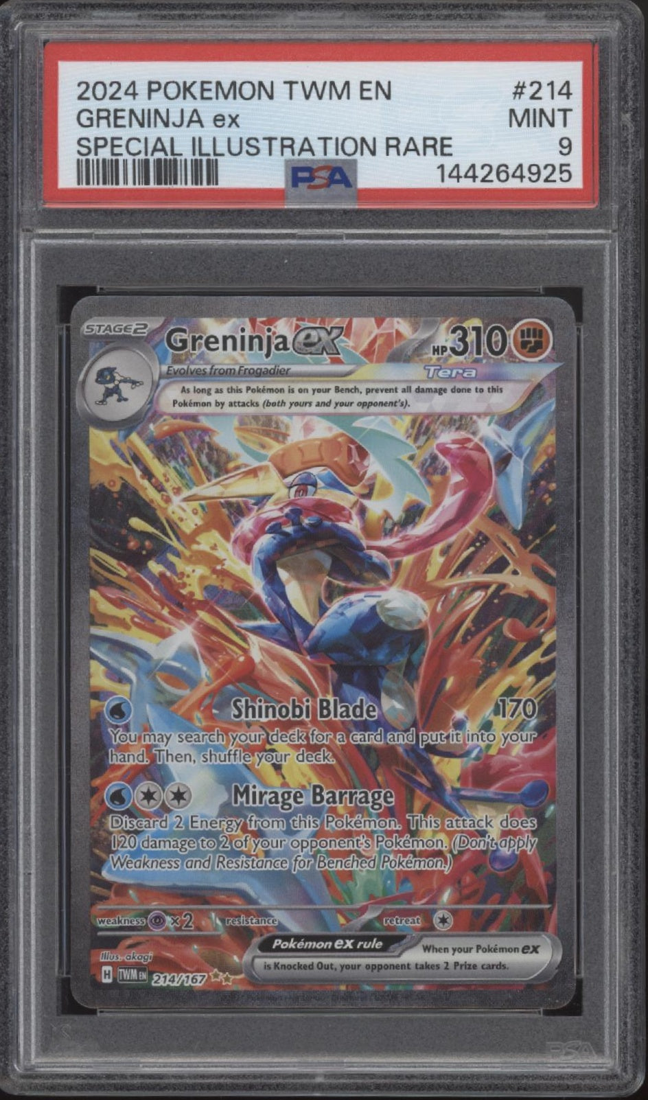 Greninja ex Pokémon Zwielichtmaskerade Special Illustration Rare #214 PSA 9