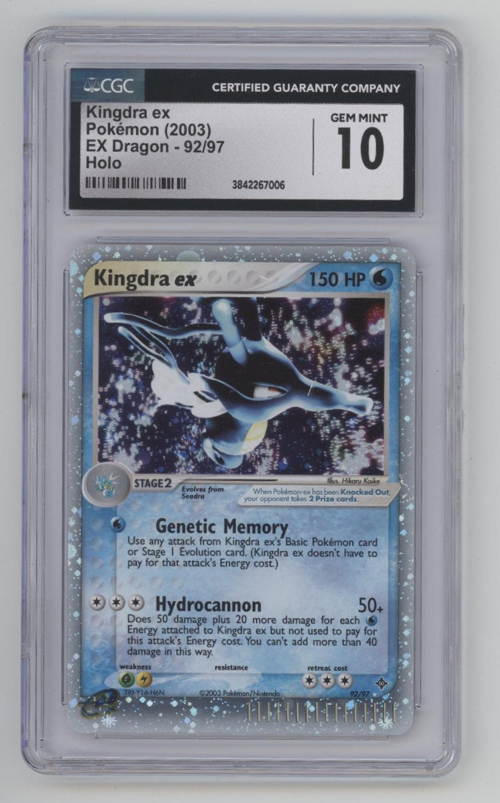 Kingdra ex Pokémon EX Dragon Holo #92 CGC 10