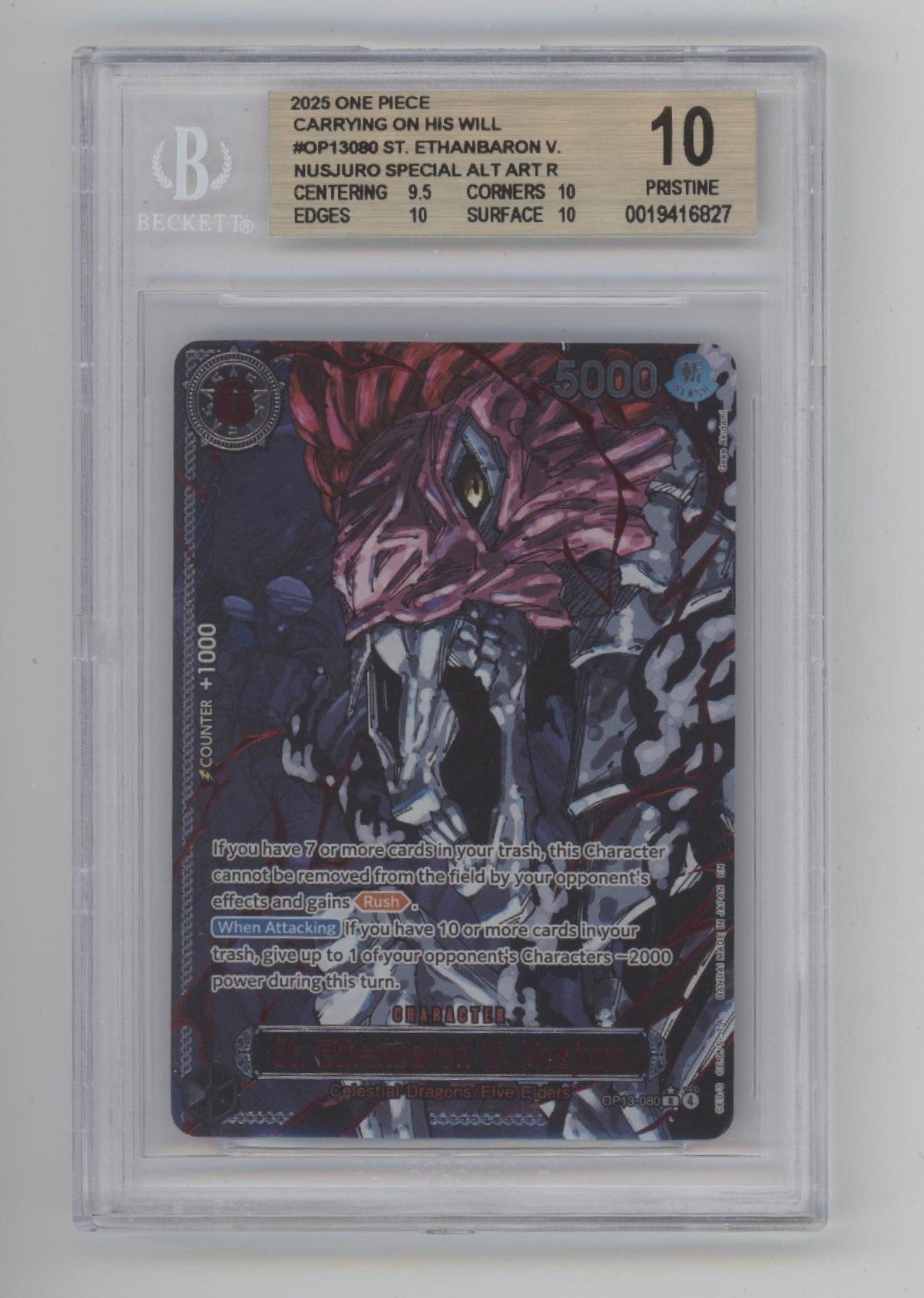 St Ethanbaron V Nusjuro One Piece OP13 Special Alt Art Beckett 10 Pristine