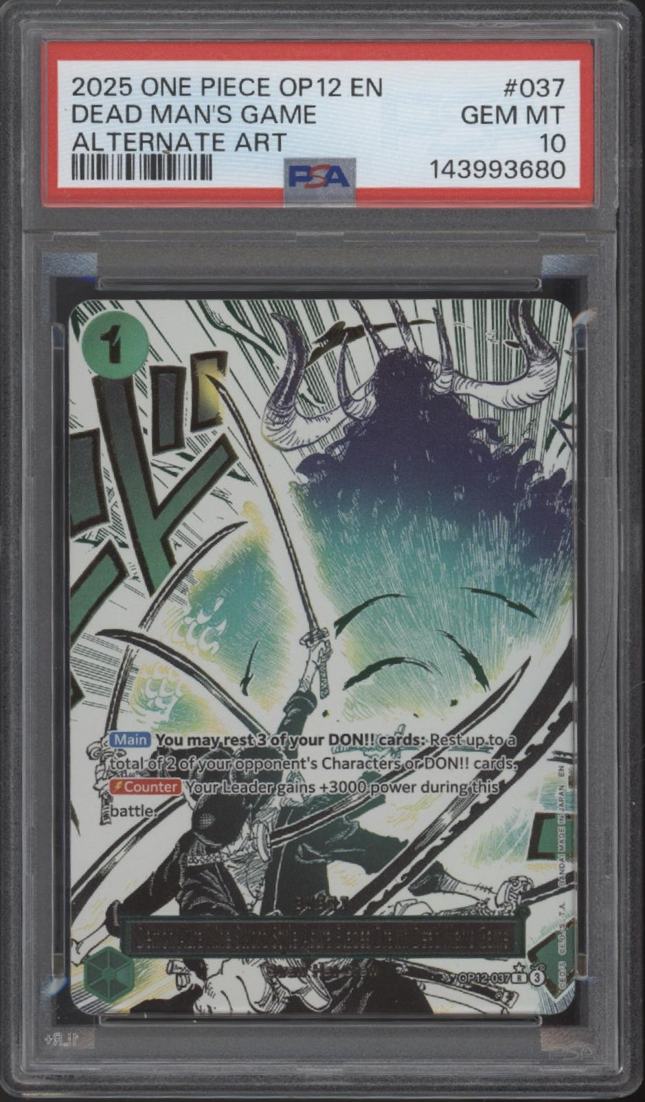 Dead Man's Game One Piece Card Game OP12 Alternate Art #037 PSA 10