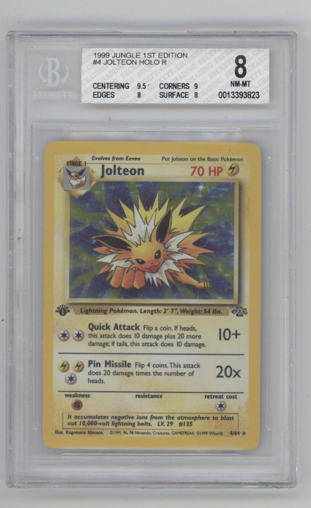 Jolteon Pokémon Dschungel Holo 1. Auflage #4 Beckett 8
