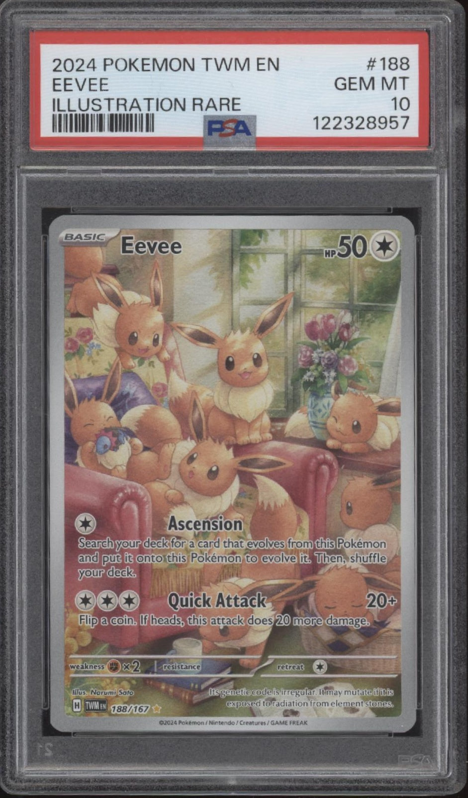 Evoli Pokémon Karmesin & Purpur: Maskerade im Zwielicht Illustration Selten #188 PSA 10