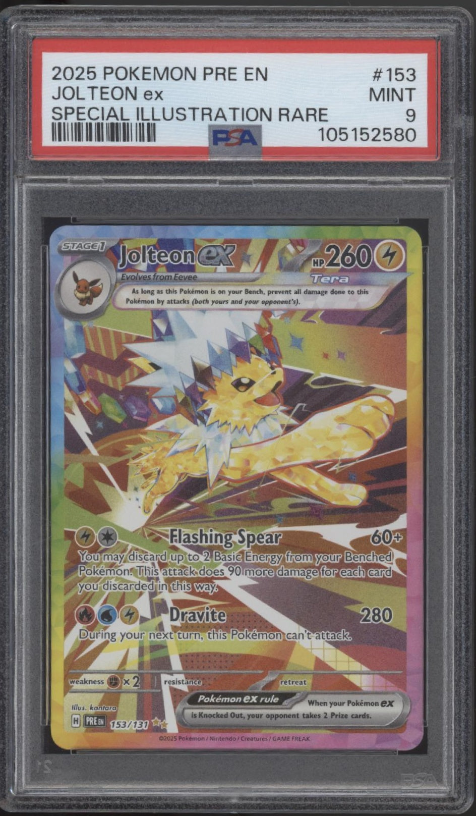 Jolteon ex Pokémon Prismatic Evolutions Special Illustration Rare #153 PSA 9 #2