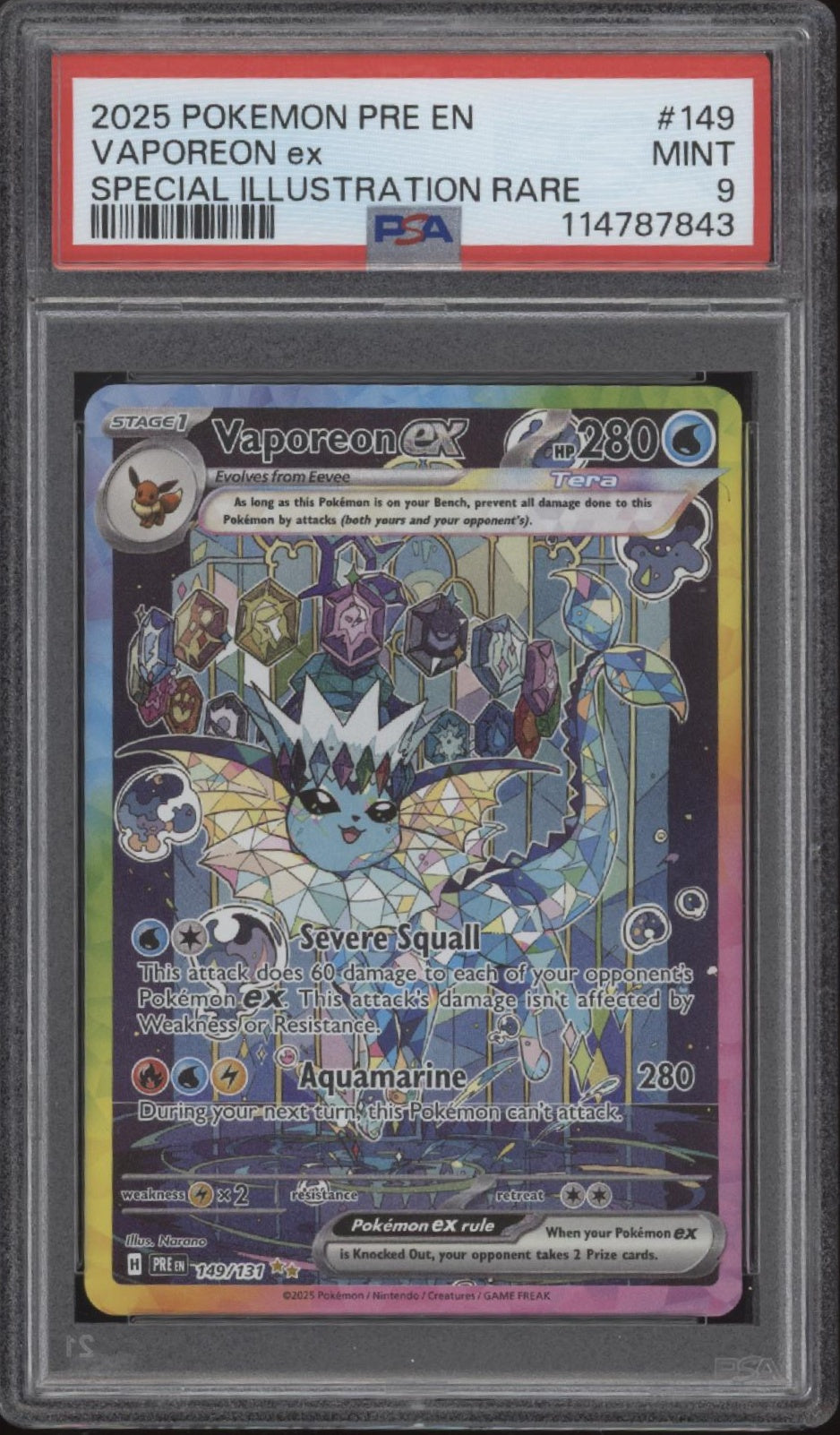 Aquana ex Pokémon Prismatic Evolutions Special Illustration Rare #149 PSA 9