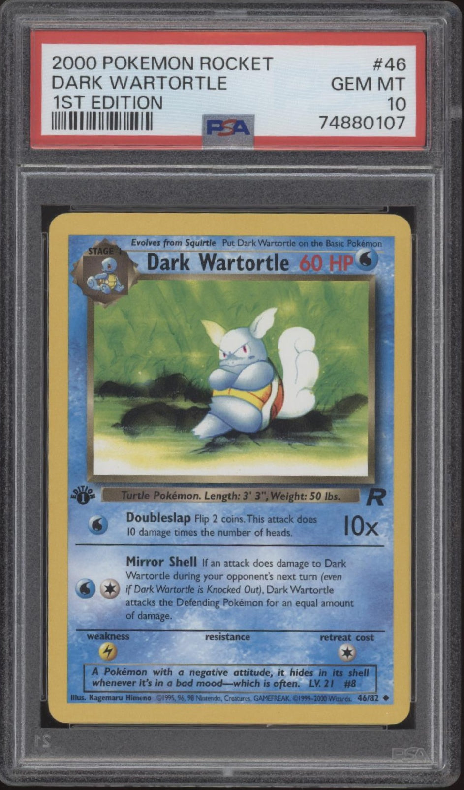 Dunkles Schillock Pokémon Team Rocket 1. Edition #46 PSA 10