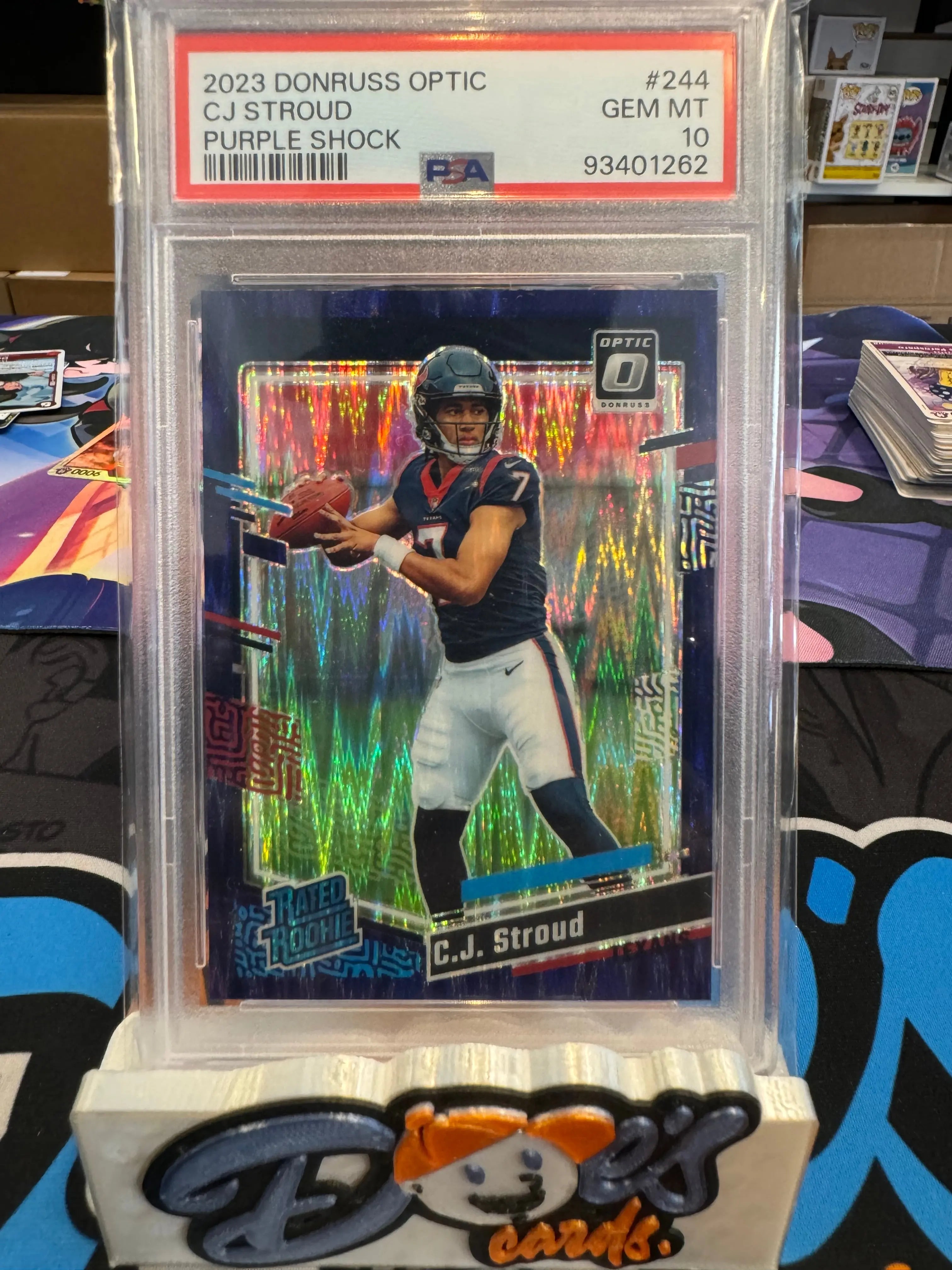 2023  Optic - Rated Rookie Purple Shock Prizm #244 C.J. Stroud (RC) PSA 10