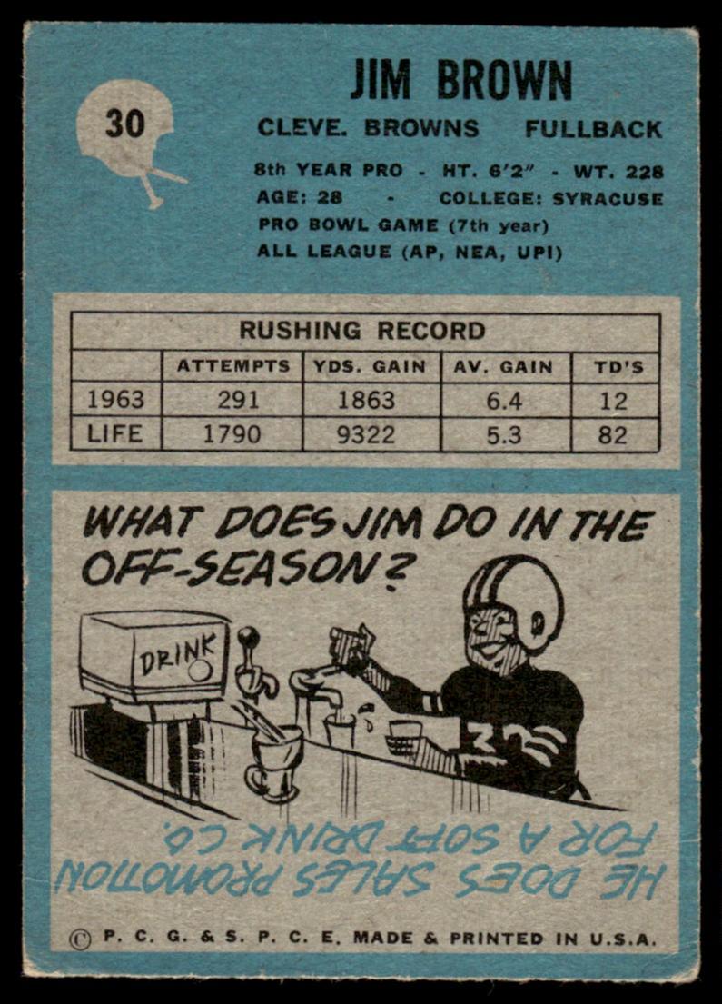 P.C.G. & S.P.C.E. 30 Jim Brown Cleveland Browns