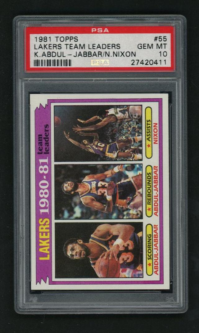 1981 Topps Kareem Abdul-Jabbar/Norm Nixon #55 PSA 10