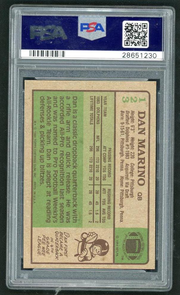 1984 Topps Dan Marino #123 PSA 7