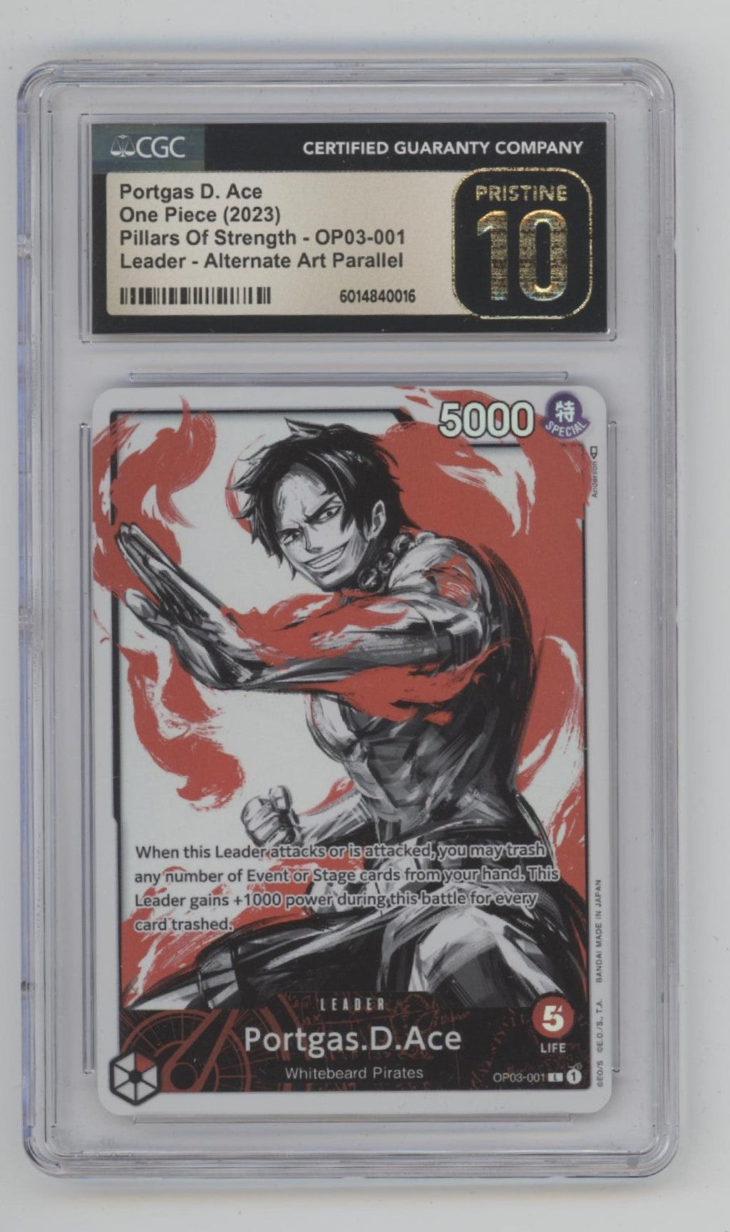 Portgas D Ace One Piece Card Game Pillars of Strength Alt Art #1 CGC 10 Pristine
