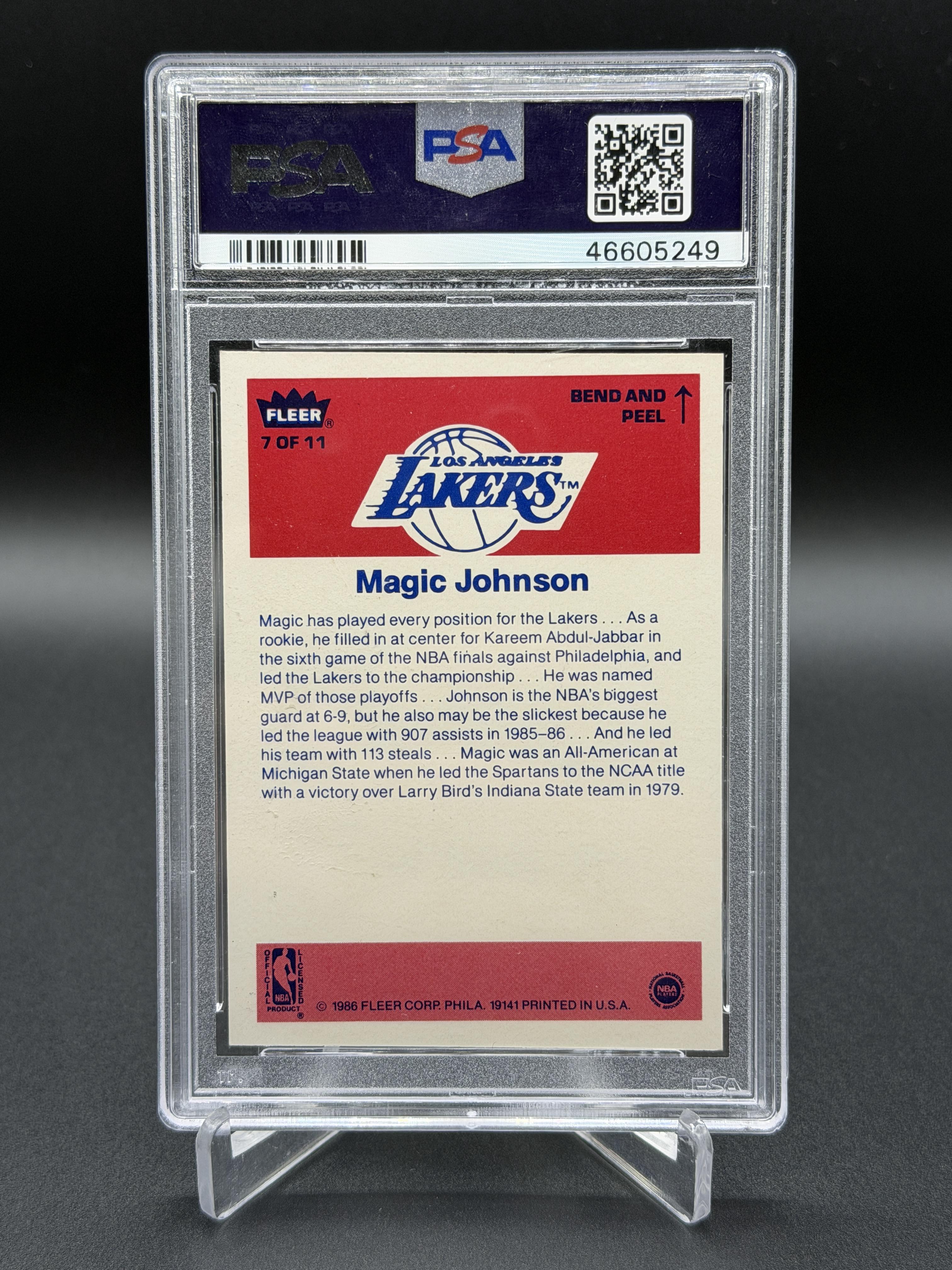1986-87 Fleer #7 Magic Johnson Sticker PSA 9 (ST)