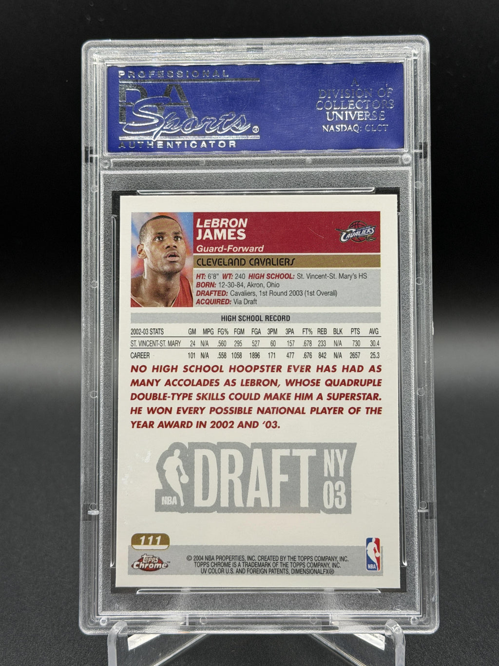 2003-04 Topps Chrome #111 Lebron James Rookie RC PSA 10
