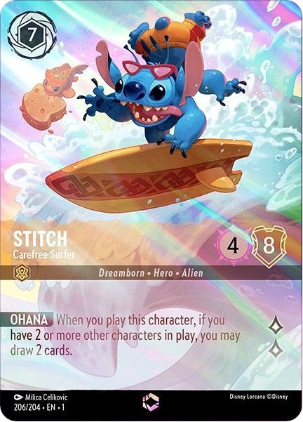 Stitch - Carefree Surfer (Enchanted) (206/204) (Holofoil) [The First Chapter]