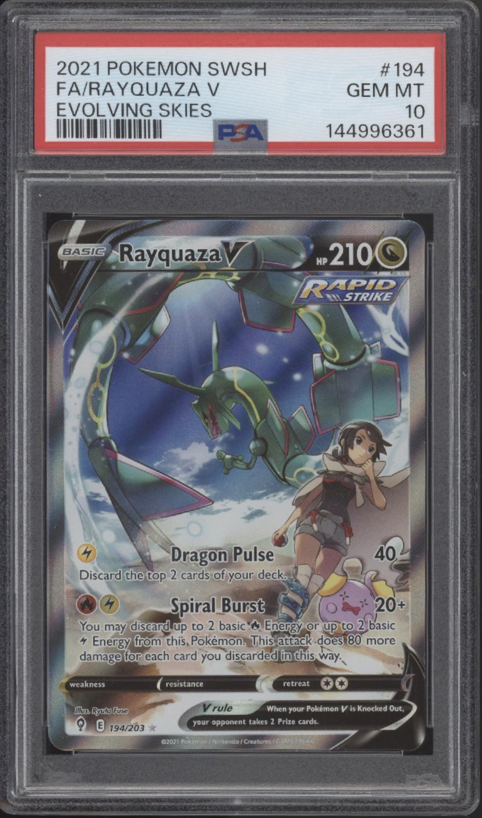 Rayquaza V Pokémon Drachenwandel Full Art #194 PSA 10