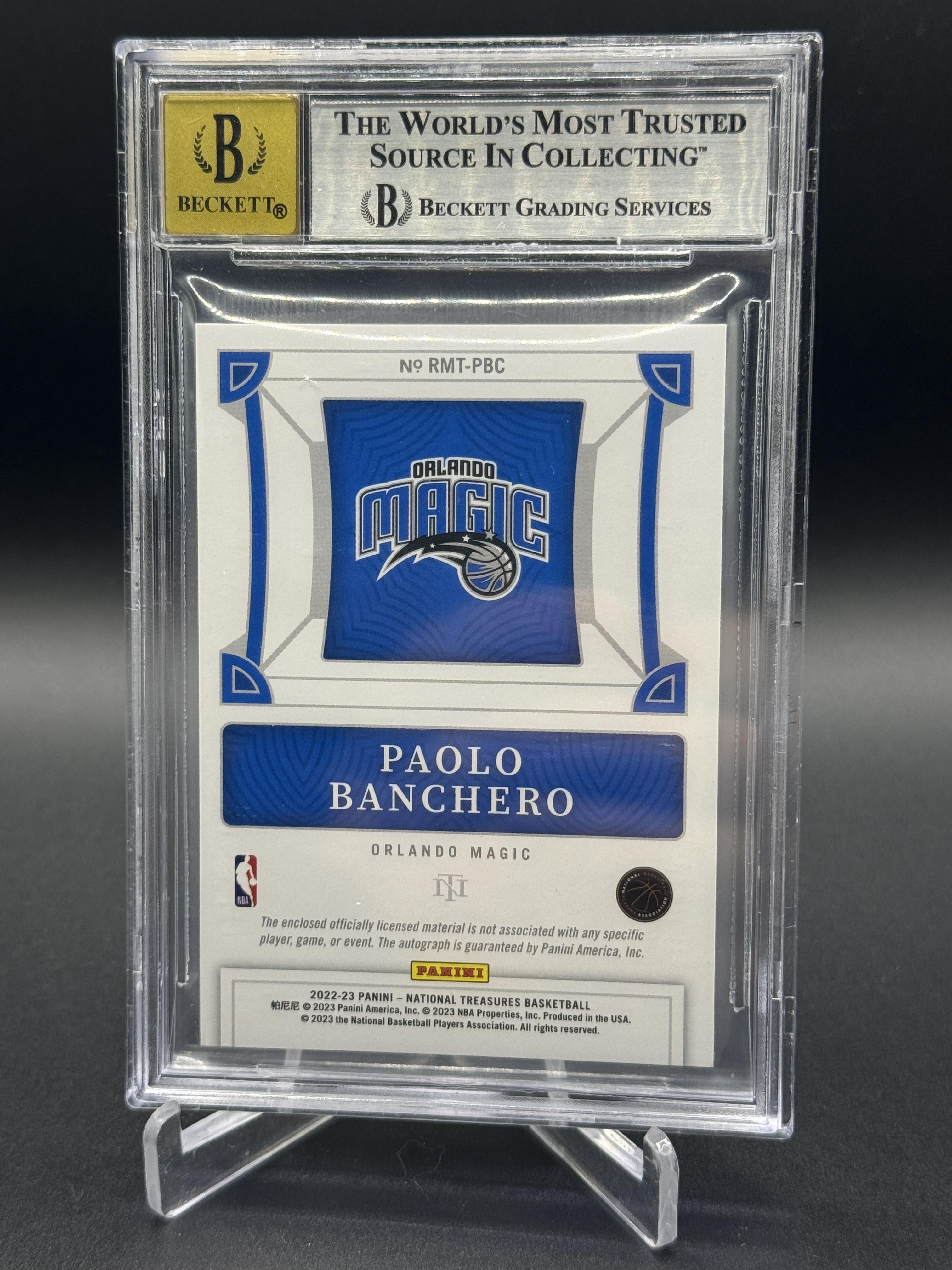 2022-23 National Treasures Paolo Banchero Rookie Triple Patch Auto BGS 8 /99 PC