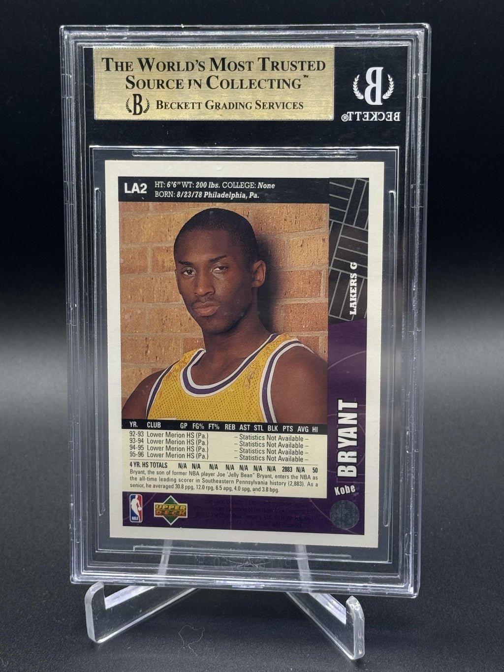 1996-97 Collector's Choice Los Angeles Lakers #LA2 Kobe Bryant Rookie BGS 9.5