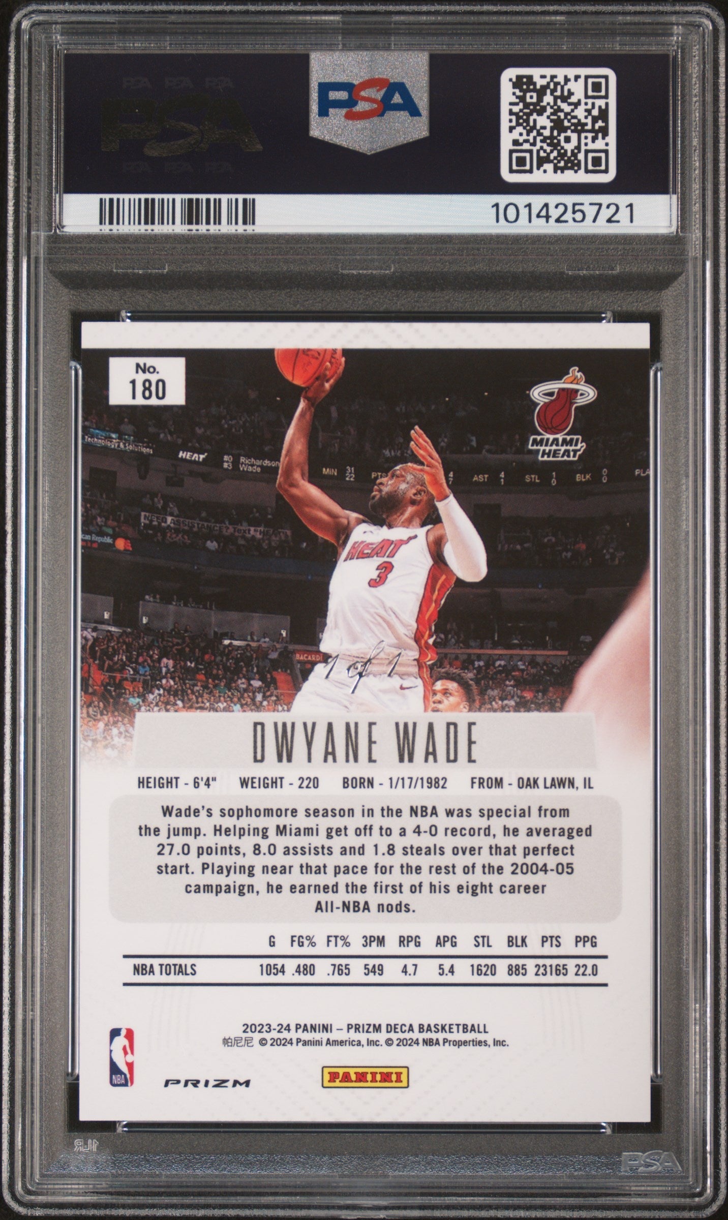 2023-24 Prizm Deca #180 Dwyane Wade Black Shimmer 1/1 PC