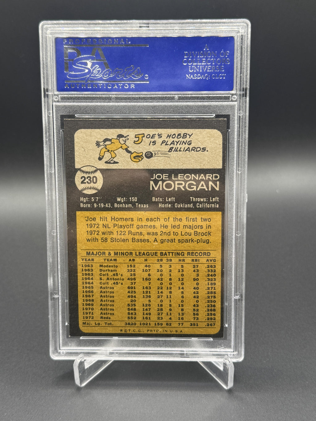 1973 Topps #230 Joe Morgan PSA 8