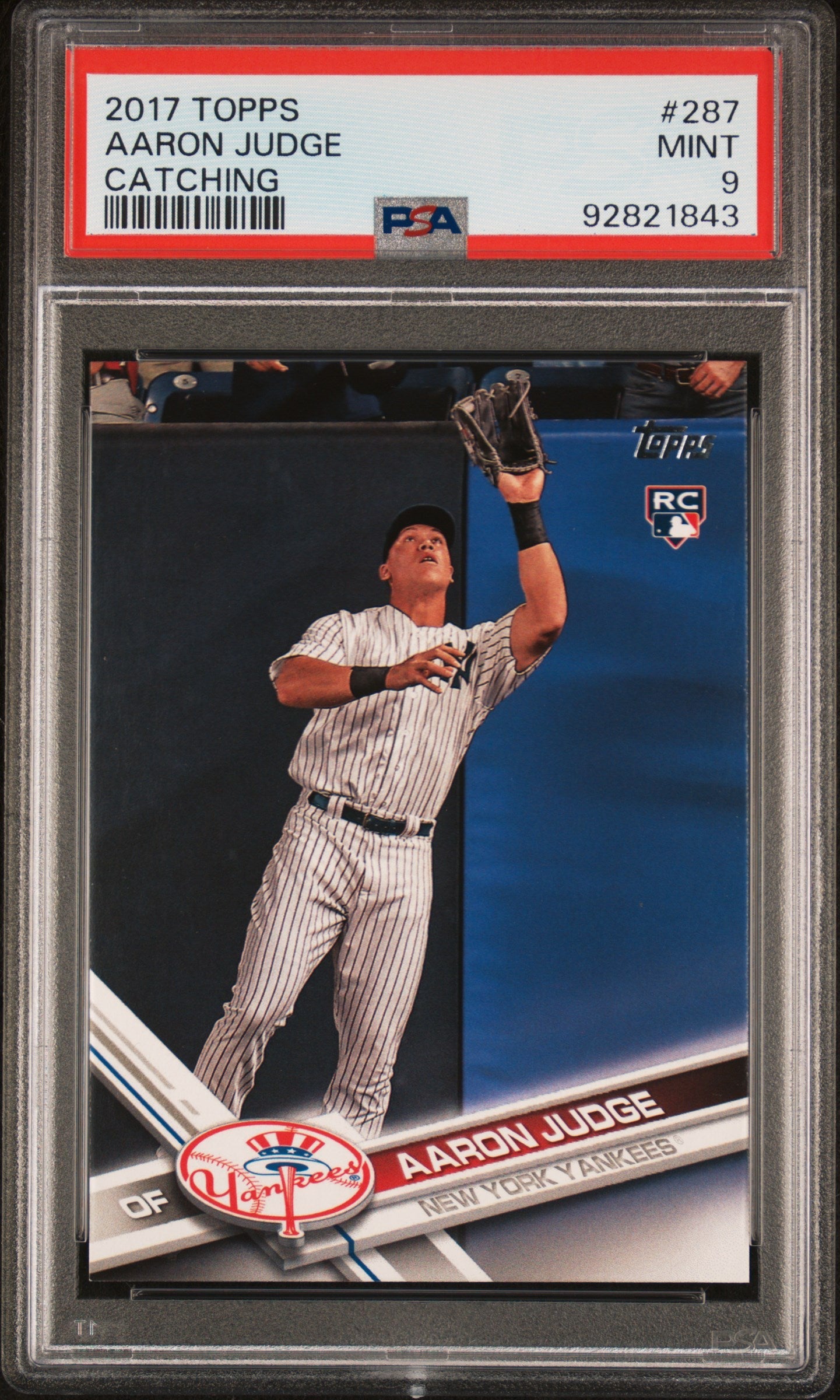 2017 Topps #287 Aaron Judge Rookie RC Catching PSA 9