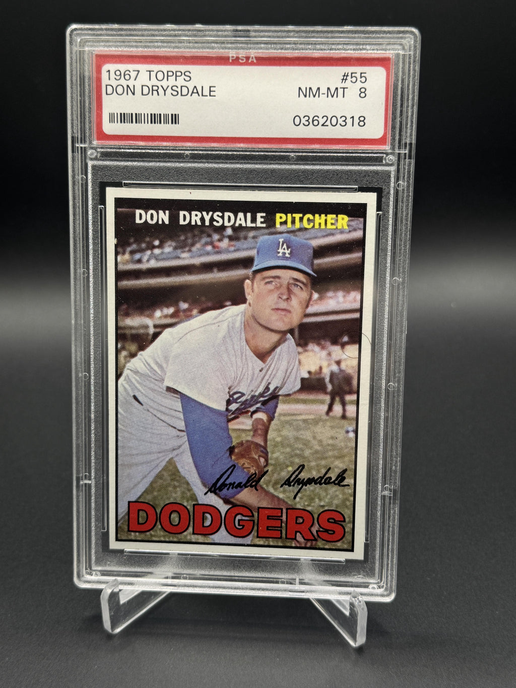 1967 Topps #55 Don Drysdale PSA 8