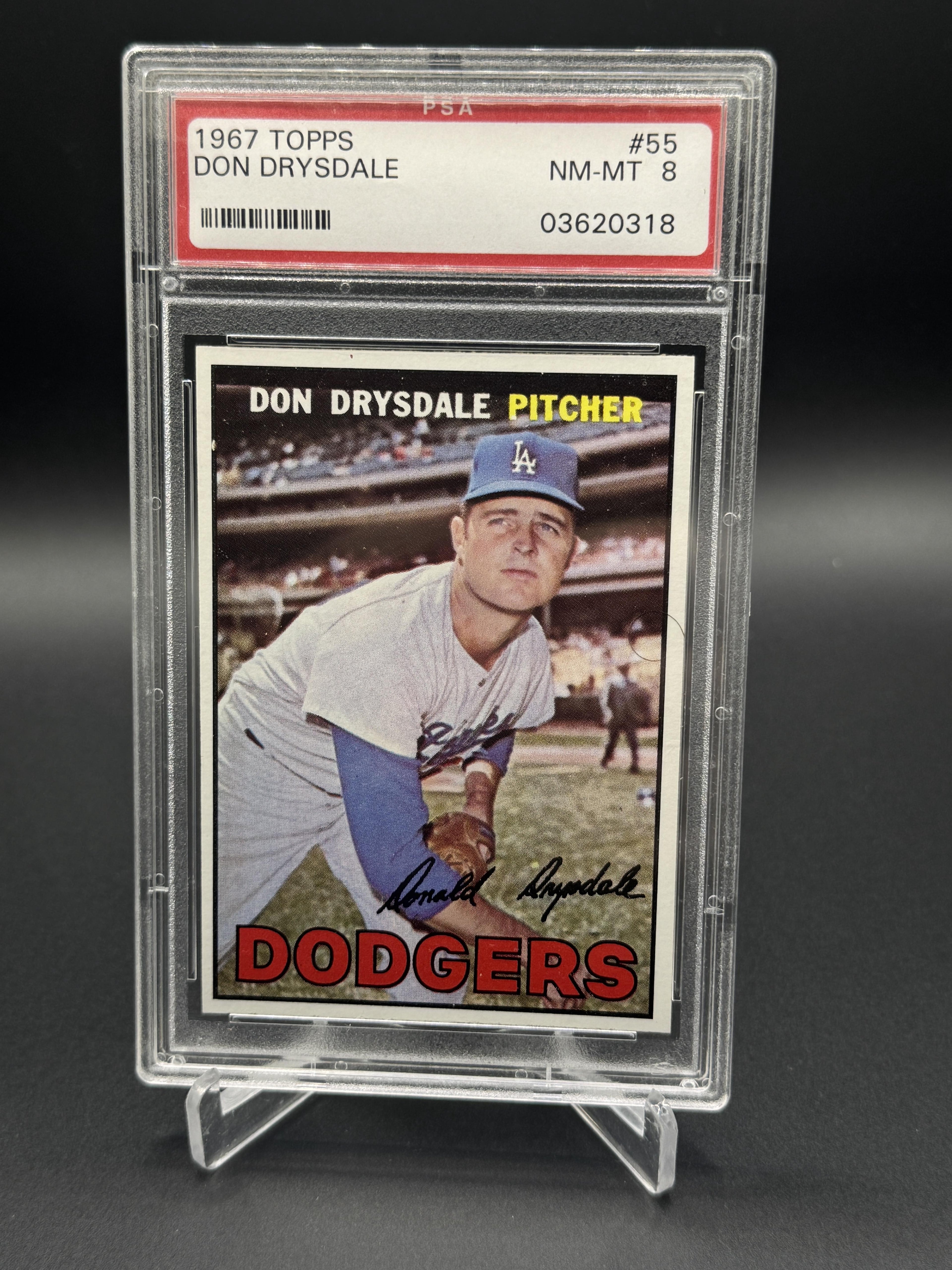 1967 Topps #55 Don Drysdale PSA 8