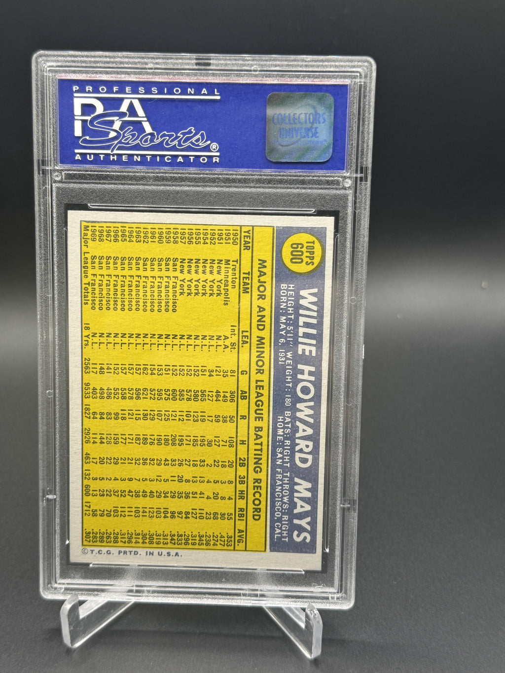 1970 Topps #600 Willie Mays PSA 8