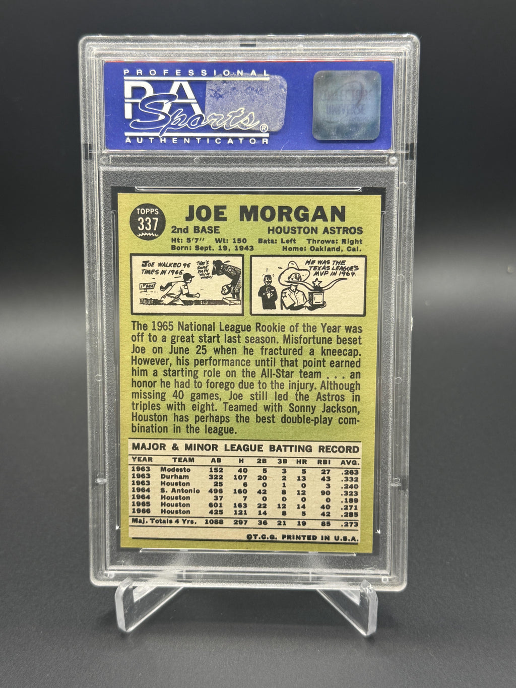 1967 Topps #337 Joe Morgan PSA 8