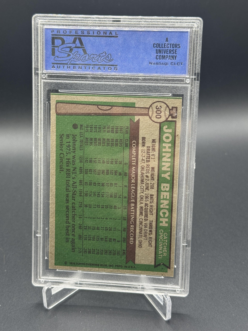 1976 Topps #300 Johnny Bench PSA 8