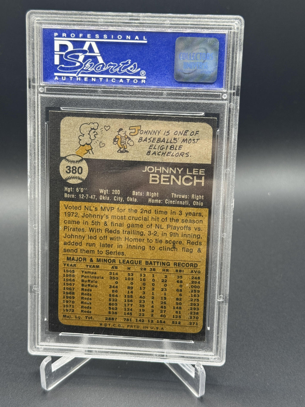 1973 Topps #380 Johnny Bench PSA 8
