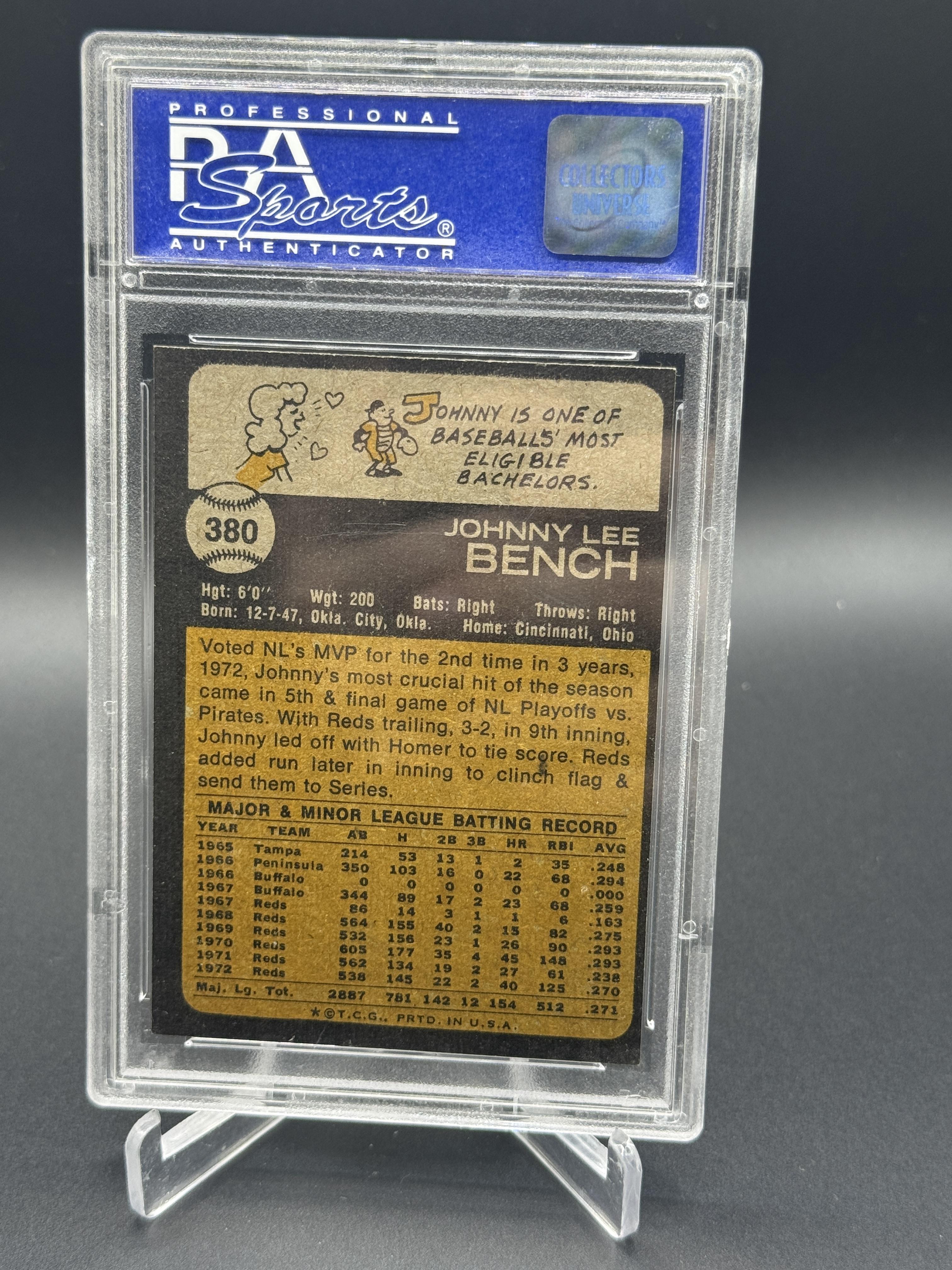 1973 Topps #380 Johnny Bench PSA 8