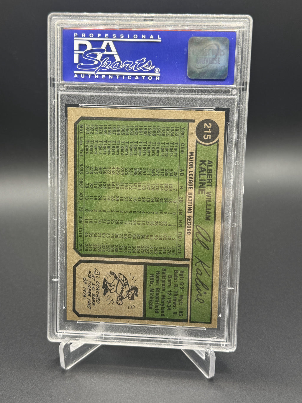 1974 Topps #215 Al Kaline PSA 8