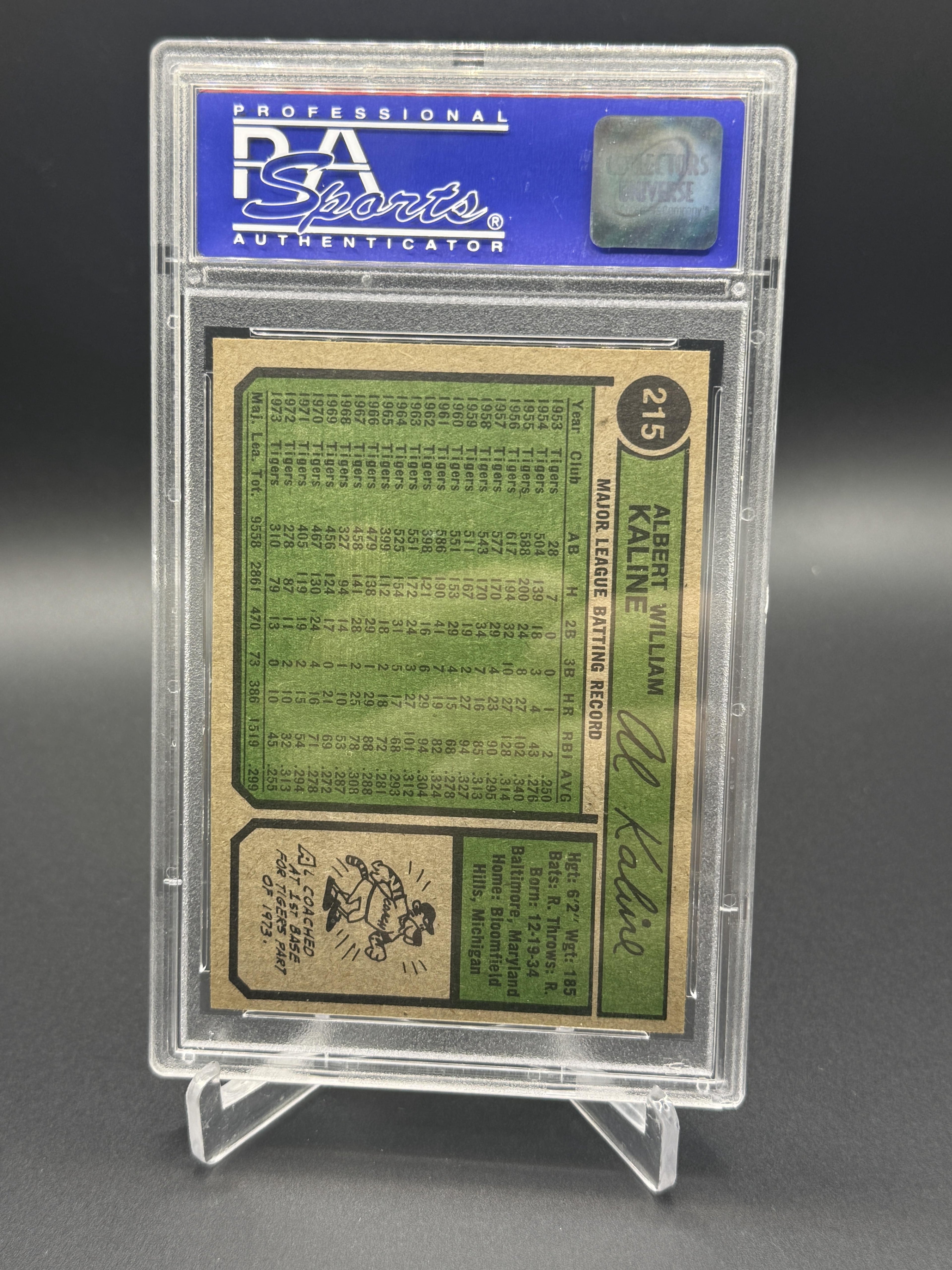 1974 Topps #215 Al Kaline PSA 8